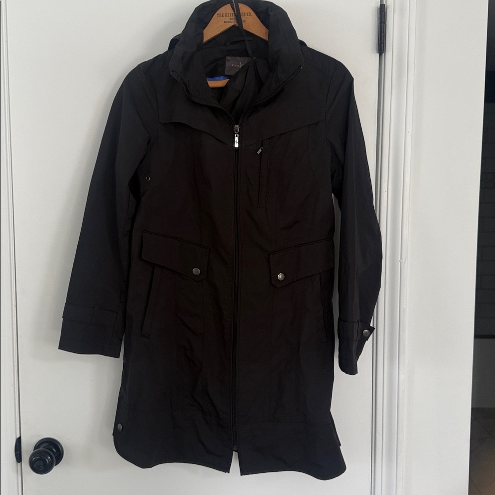 Cole Haan Black Packable Trench Rain Coat Small
